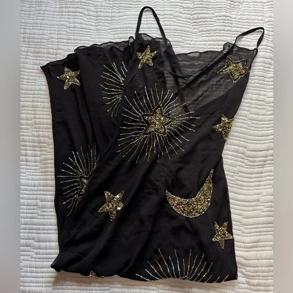 Nasty Gal Black and Gold Celestial Maxi Dress - Picture 5 of 6